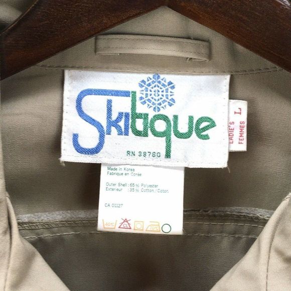 Vintage Skitique Quarter Zip Jacket Womens L Beige Side Tie Zip Pouch Pockets - Picture 4 of 12